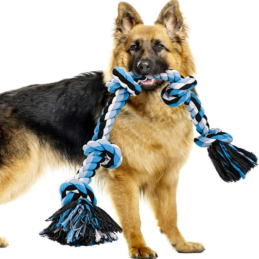 Durable Red Interactive Dog Rope Toy - Tough and Heavy Duty Toy for Aggressive Chewers, Suitable for Medium to Large Dogs, Featu
