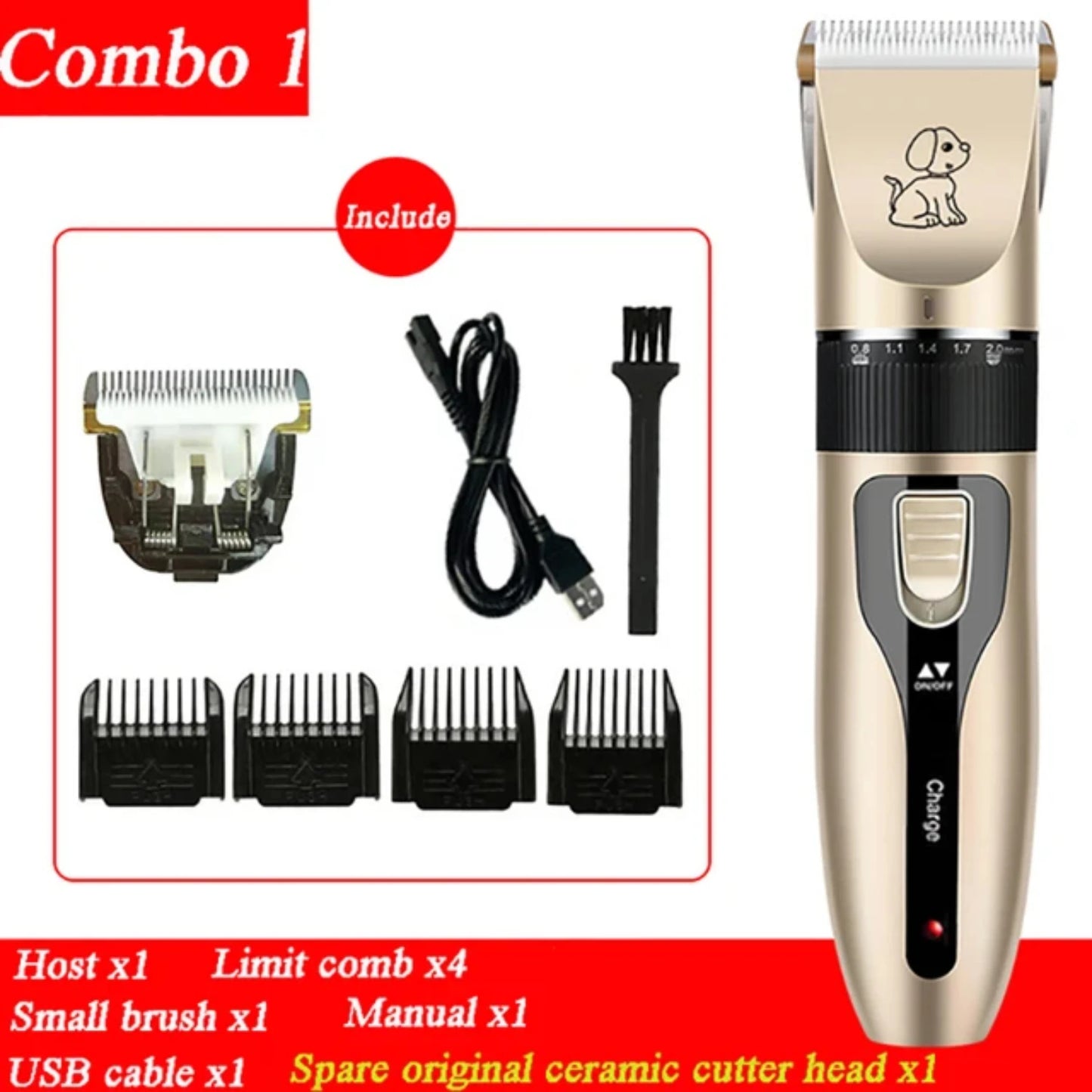 Dog Hair Clipper Pet Hair Trimmer Set Puppy Grooming Shaver Ceramic Blade Cat Accessories Cordless Charging