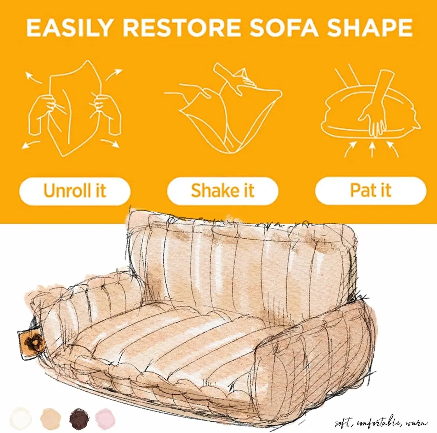 Dog Bed for Medium Large Dogs - Orthopedic Dog Sofa with Removable Washable Cover and Anti-Slip Bottom, Supportive