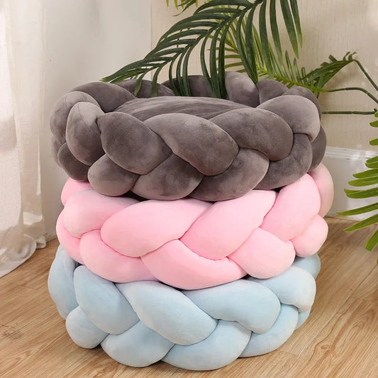 Non-slip Winter Round Soft Pet Bed for Dogs and Cats Anti-scratch Cushion for Deep Sleep Puppy Basket Kennel with Removable Pad