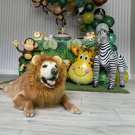 1pc Dog Lion Mane Costume with Ears - Fun and Cute Pet Wig Accessory for Small, Medium, Large Dogs - Soft, Fluffy Adjustable Man
