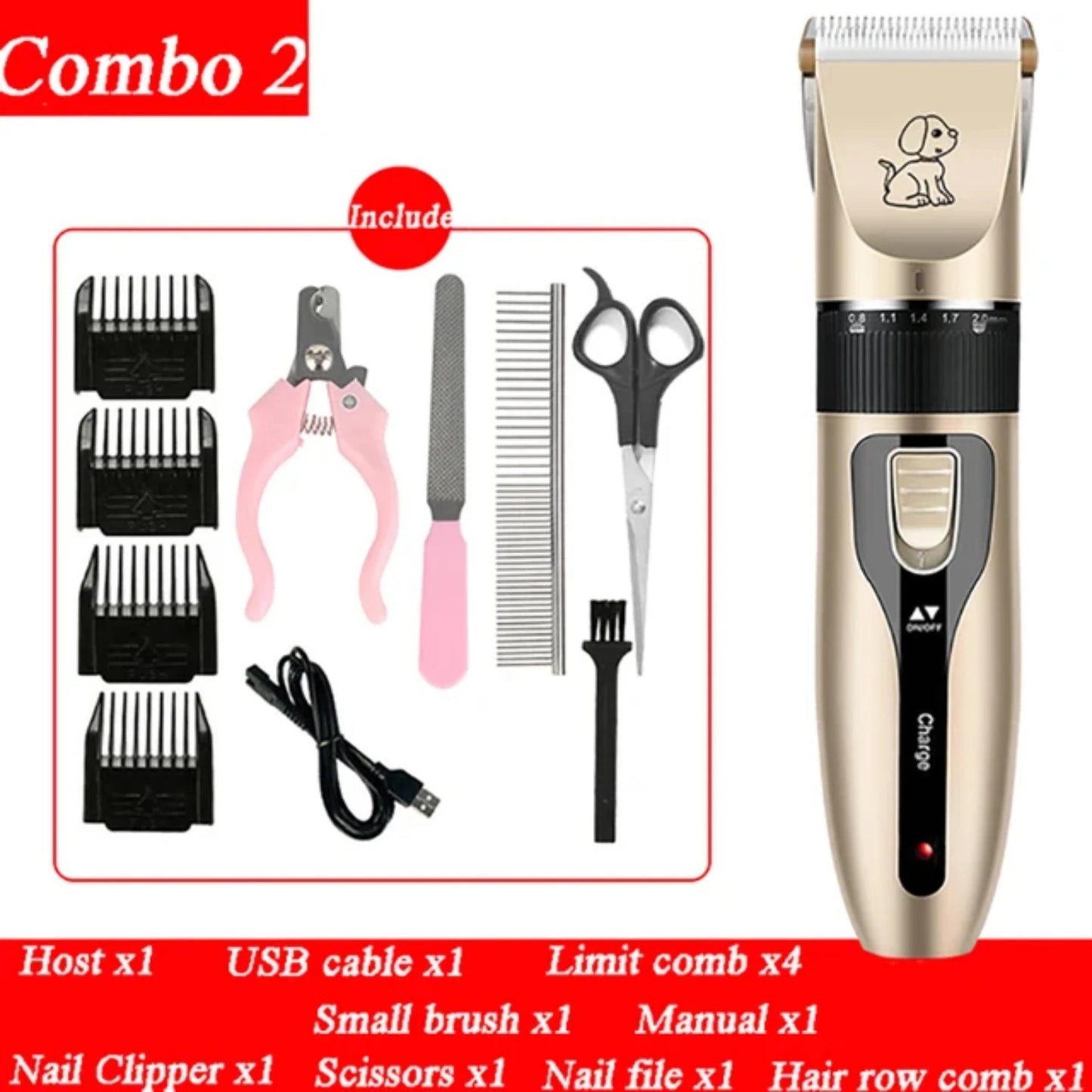 Dog Hair Clipper Pet Hair Trimmer Set Puppy Grooming Shaver Ceramic Blade Cat Accessories Cordless Charging