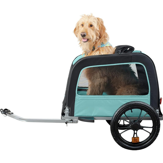 US Pet Bike Trailer - Small & Medium Sized Dogs Bicycle Carrier - Foldable Frame with 16 Inch Wheels - Non-Slip Floor & Internal