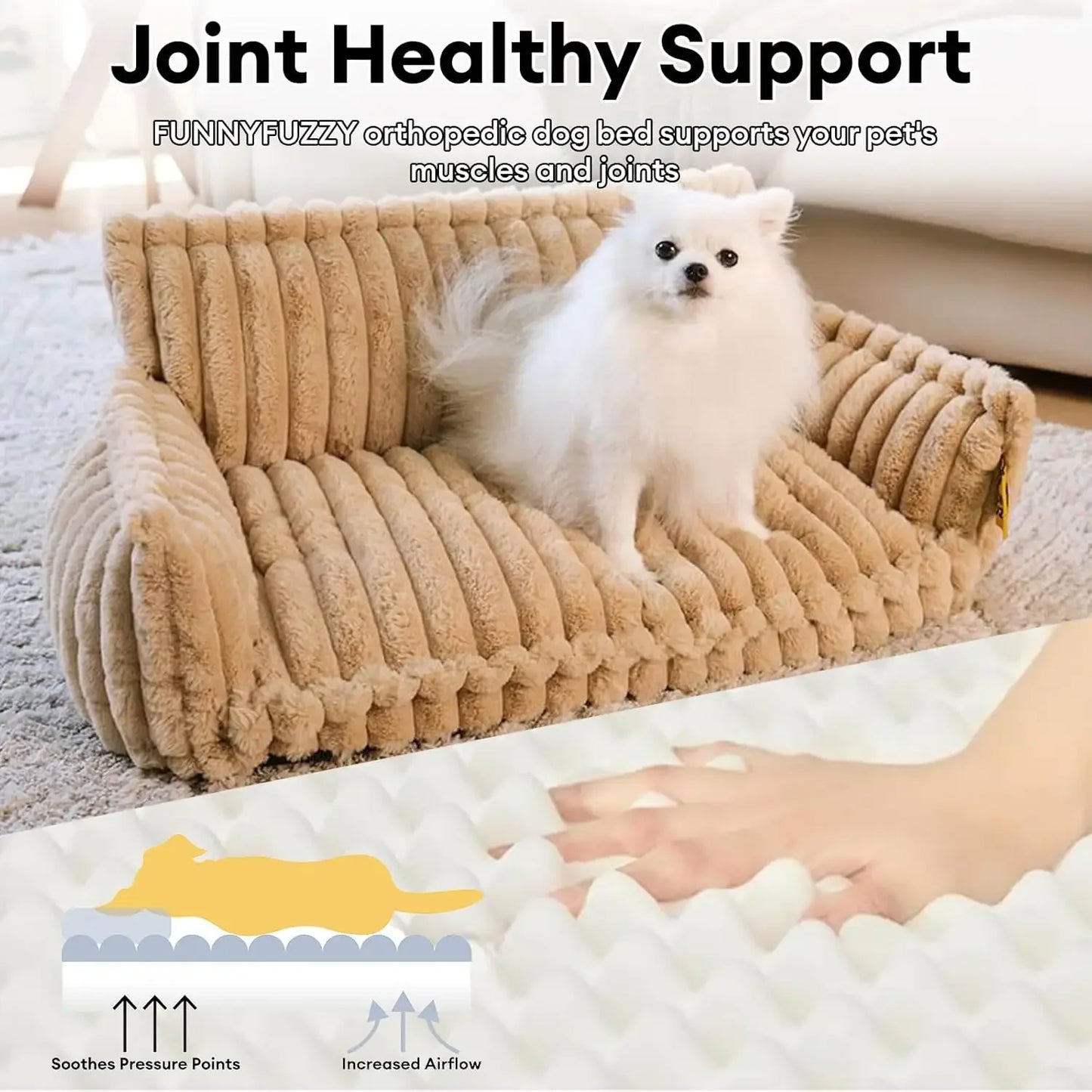 Dog Bed for Medium Large Dogs - Orthopedic Dog Sofa with Removable Washable Cover and Anti-Slip Bottom, Supportive