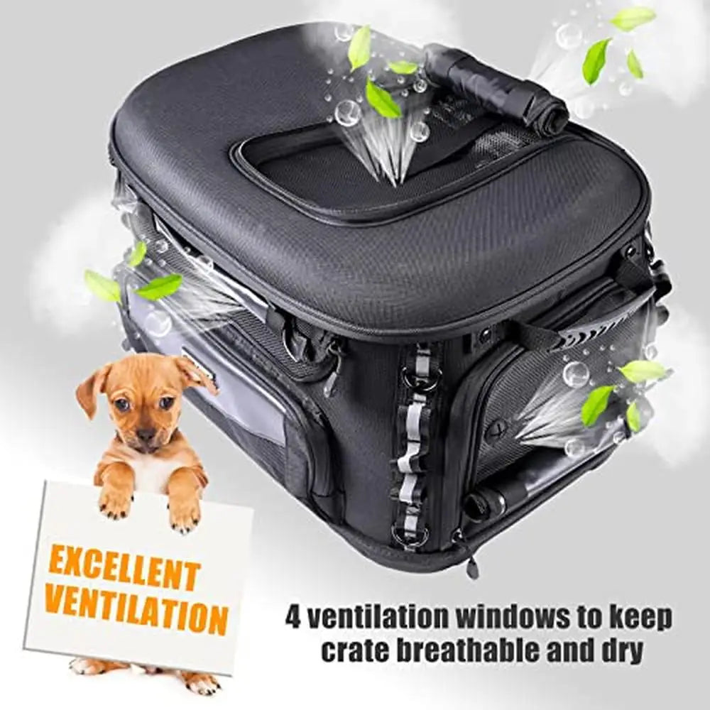 Motorcycle Pet Carrier Crate Bag Storage Rain cover Bowls Reflective Straps Safety Durable Portable Installation Easy Universal