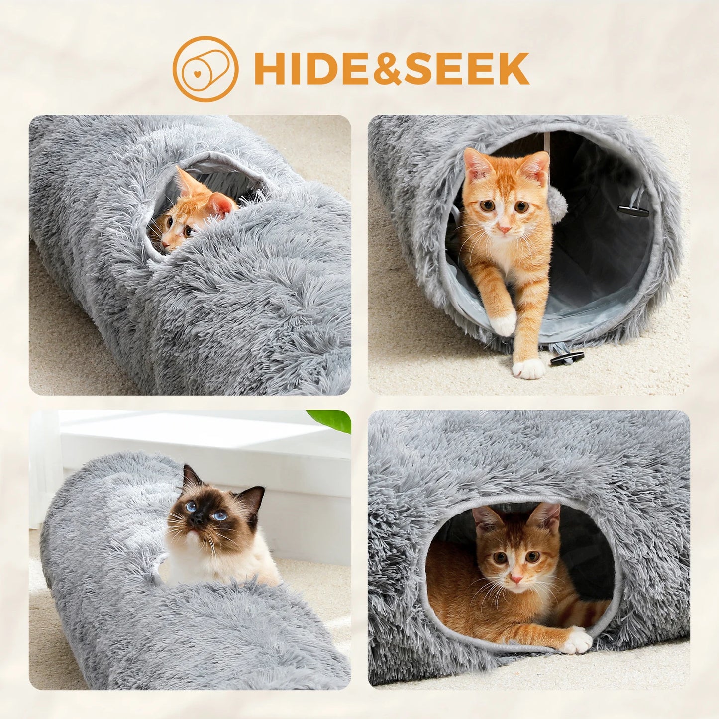 Large Cat Tunnel, 44.9 Inches Long Collapsible Cat Tube 9.8 Inches