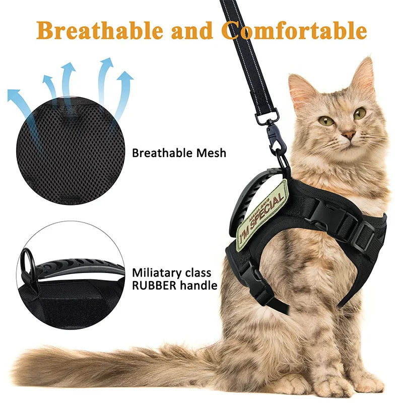 Escape-Proof Cat Harness and Leash Set,Adjustable, Tactical, Small Dog Harness