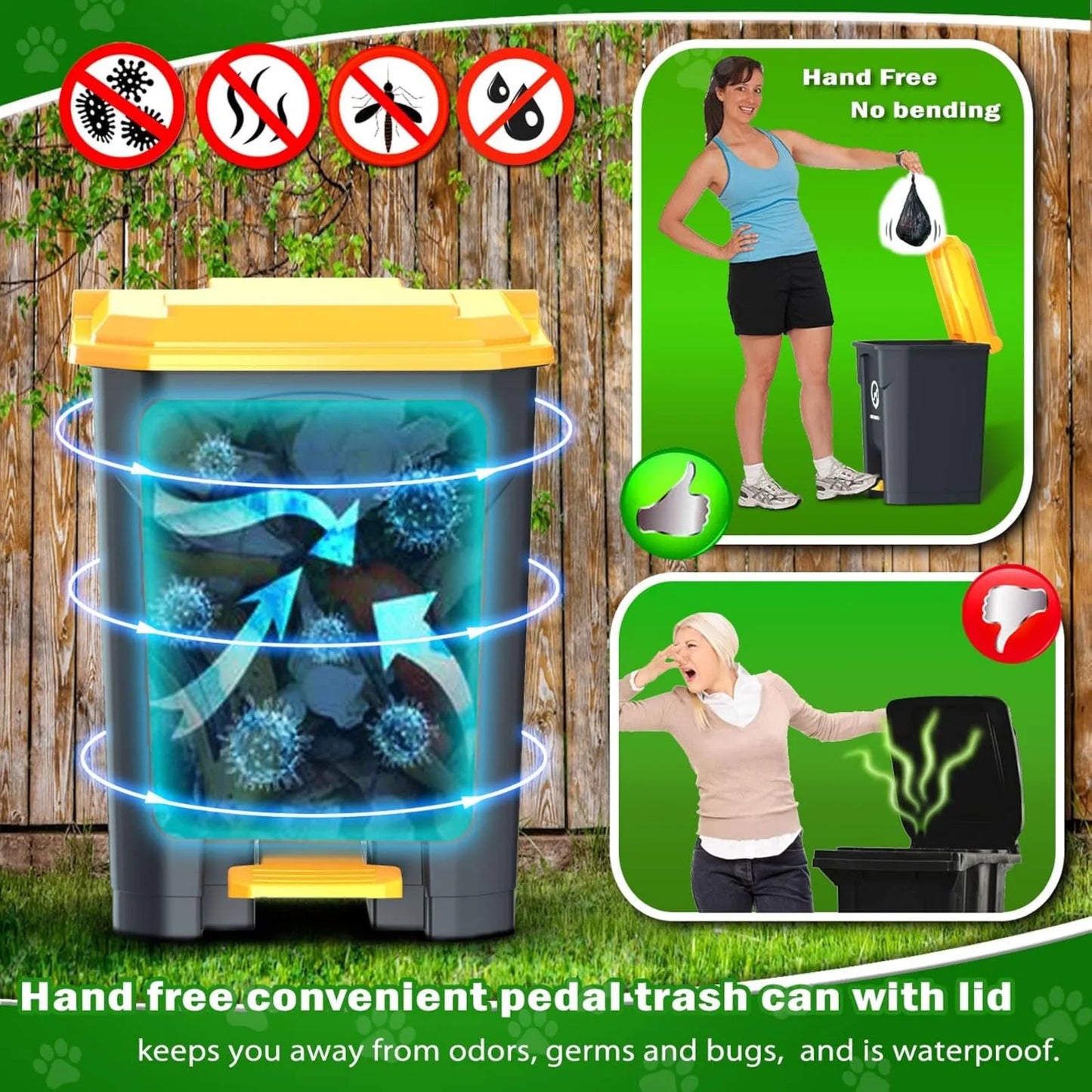 US Outdoor Dog Poop Trash Can & Metal Pooper Scooper Set for Yard - 20L/5.2 Gallen Dog Waste Trash Can Pet Waste Disposal