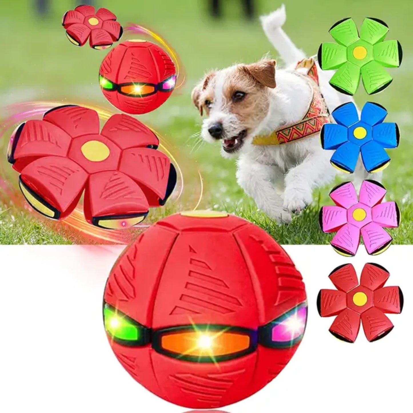 2023  Pet Dog Toy Magic Flying Saucer Ball Durable Soft Rubber Interactive Throwing Ball  Small Medium Large Dogs