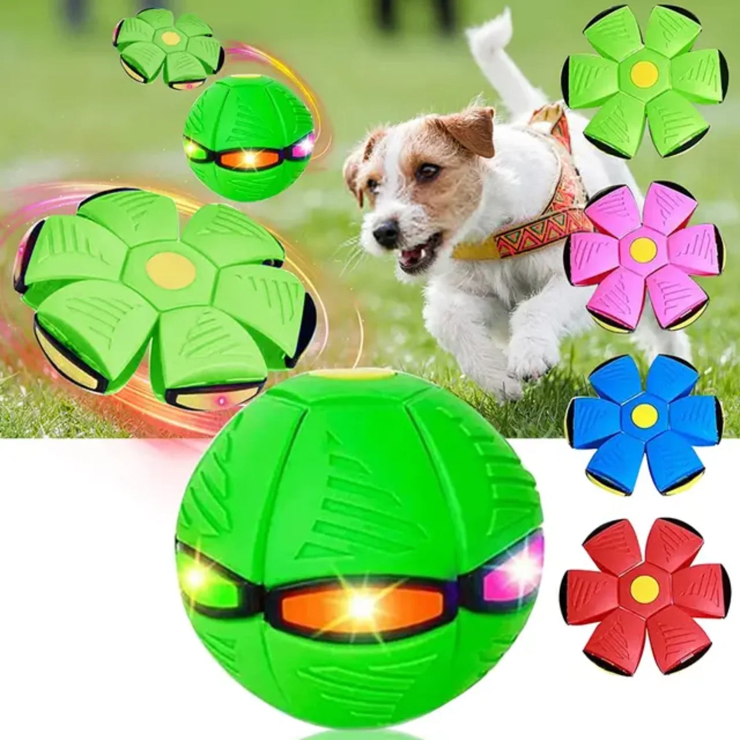 2023  Pet Dog Toy Magic Flying Saucer Ball Durable Soft Rubber Interactive Throwing Ball  Small Medium Large Dogs