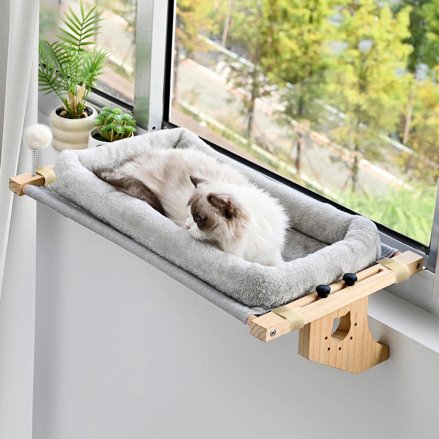 Cat Mattress, Window Hammock Design, Double-Sided Bed, Suitable for All Seasons, High-Quality Hardwood Framework, Suitable for All Kinds of Cats, Can Be Placed in the Window Sill, Floor and Bedside, with Cat Scratching and Pl