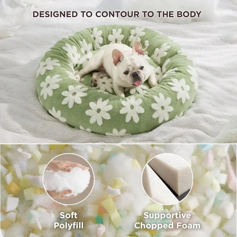 Lesure Donut Small Dog Bed - Round Cat Beds for Indoor Cats Calming Pet Beds, Cute Modern Beds