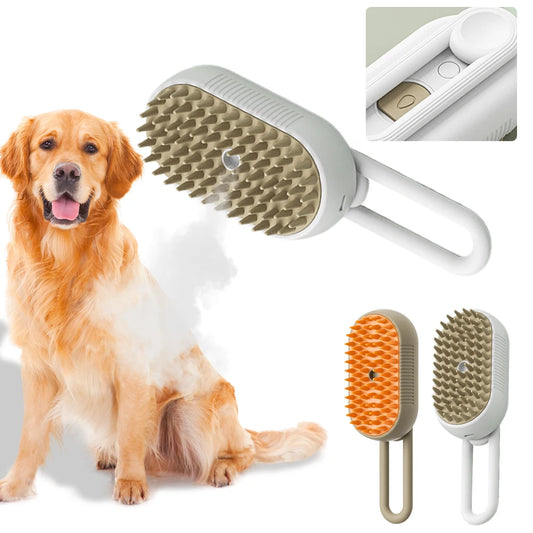 USB Rechargeable Soft Brush With Electric Water Spray Cat Dog Grooming Comb Dog Cat Massage Brush