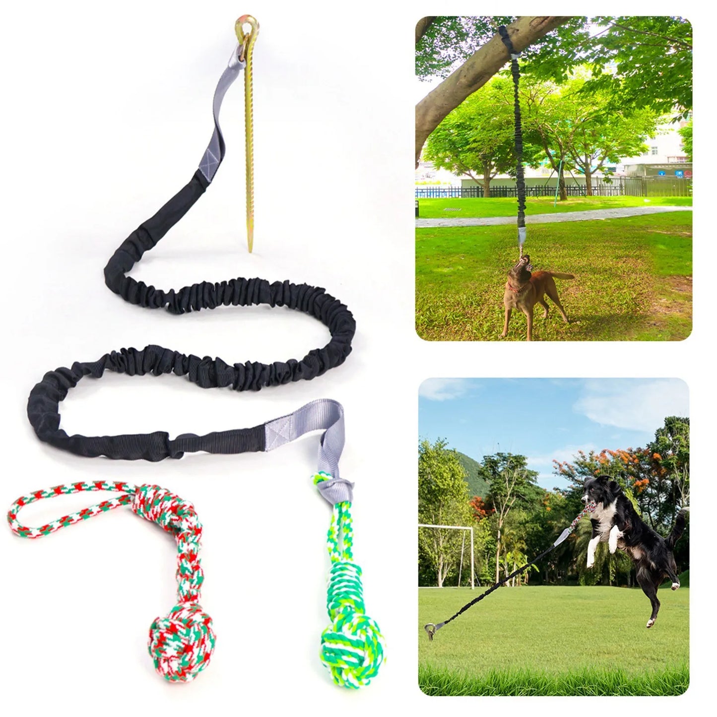 Dog Teeth Grinding Outdoor Tug Of War Knotted Rope Tree Bungee Dog Toy Outdoor Tree Stump Rope Toy Large Dog Interactive