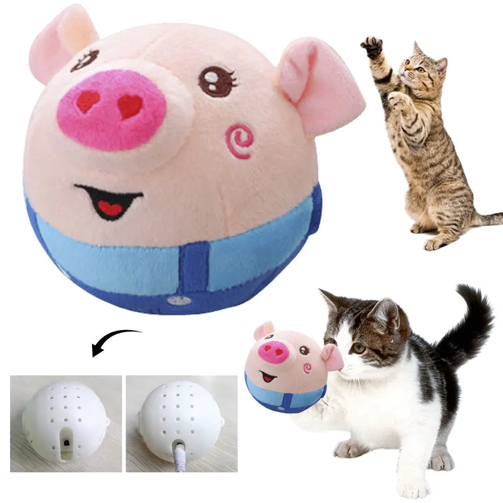 Electronic Pet Dog Toy Ball Pet Bouncing Jump Ball Music Vibration Bite Puppy Ball Interactive Dog Chewing Moving Plush Doll Toy