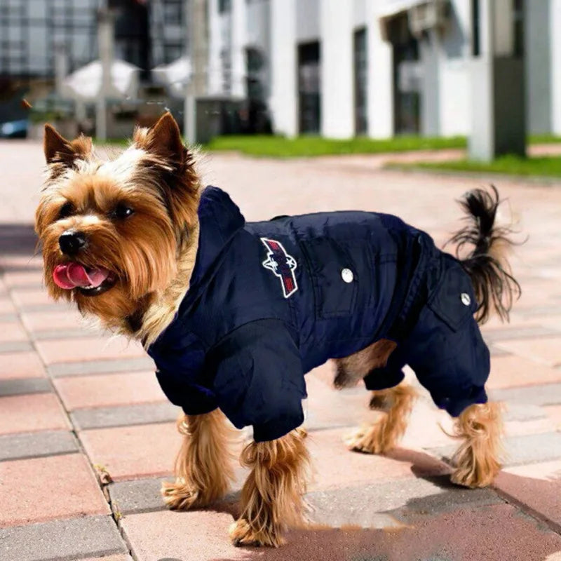 Autumn Winter Warm Pet Dog Jacket Uniform Thicken Hooded Dog Padded Coat For Small Medium Dogs Puppy Jumpsuit Waterproof Coats