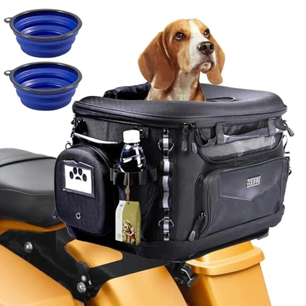 Motorcycle Pet Carrier Crate Bag Storage Rain cover Bowls Reflective Straps Safety Durable Portable Installation Easy Universal