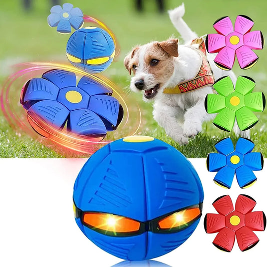 2023  Pet Dog Toy Magic Flying Saucer Ball Durable Soft Rubber Interactive Throwing Ball  Small Medium Large Dogs