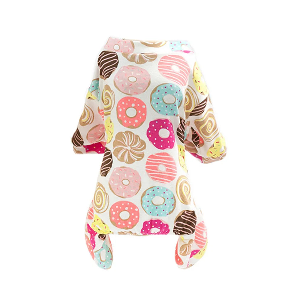 100% Cotton Sweet Donut Dog Pajamas Cat Clothes Pet Onesies