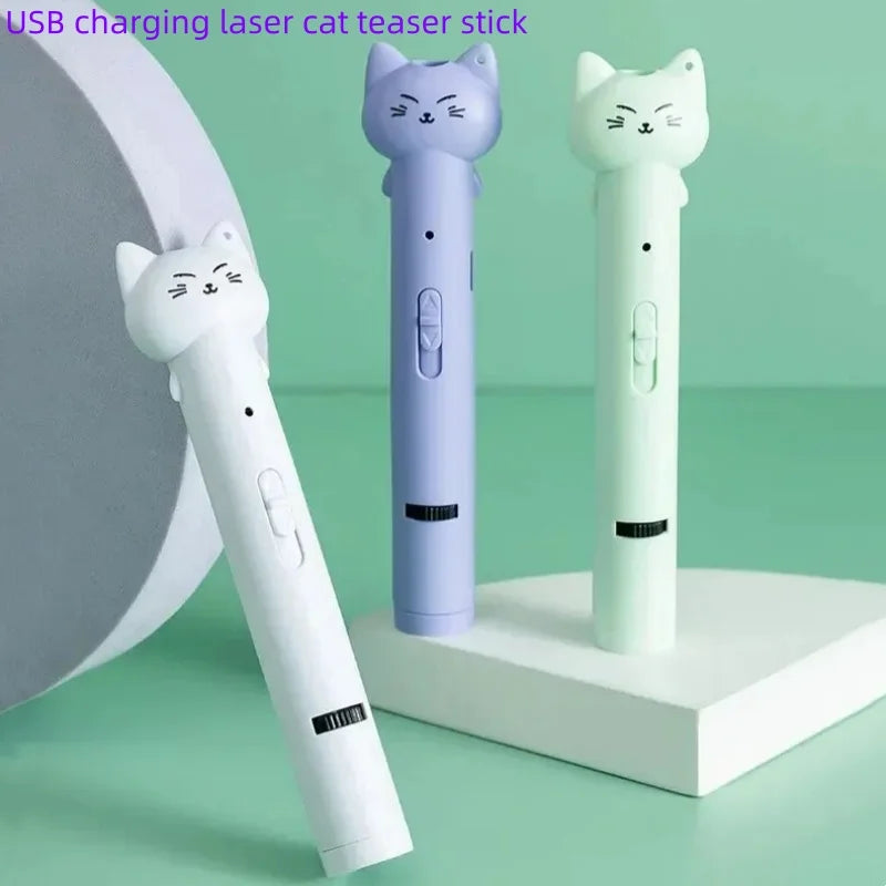 USB Charging Laser Cat Teasing Stick Infrared Laser Light Pattern Projection Cat Toy Pet Supplies Cat Teasing Pen  cat toys