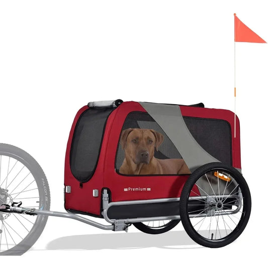 Premium XL Pet Bike Trailer  for Dogs，Up to 100 lbs,,Dog Bicycle Carrier， Low - Gravity & Easy - Fold Frame