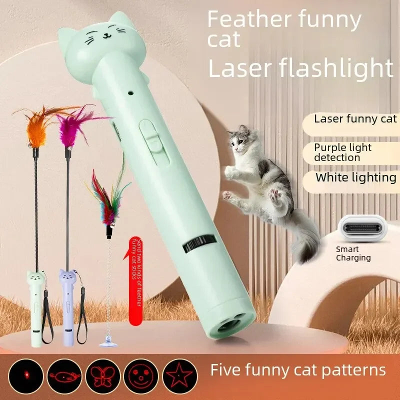 USB Charging Laser Cat Teasing Stick Infrared Laser Light Pattern Projection Cat Toy Pet Supplies Cat Teasing Pen  cat toys