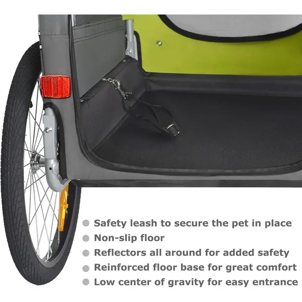 Premium XL Pet Bike Trailer  for Dogs，Up to 100 lbs,,Dog Bicycle Carrier， Low - Gravity & Easy - Fold Frame