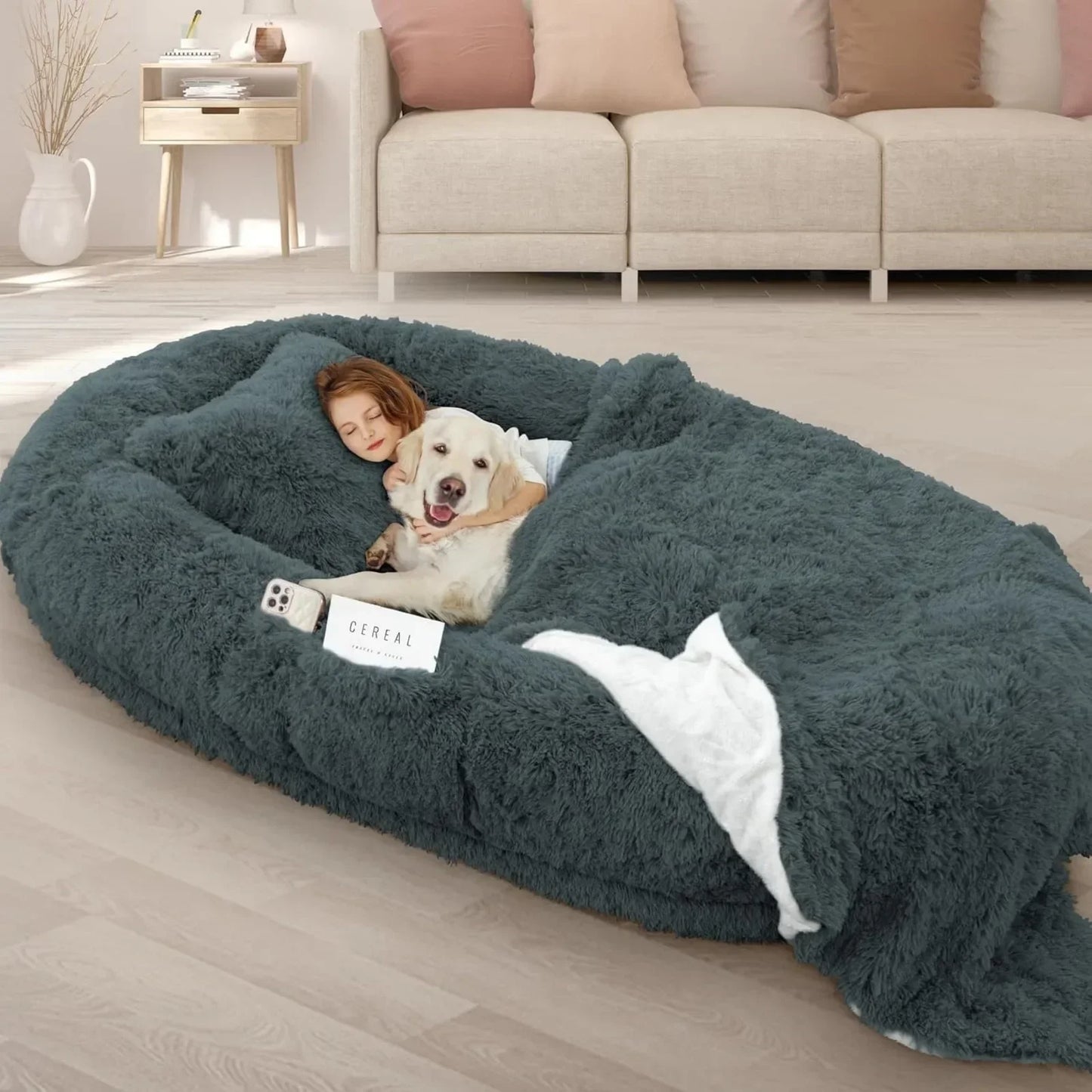 US Human Dog Bed,  Size Fits Adult and Pet Washable Giant People  DOG BED