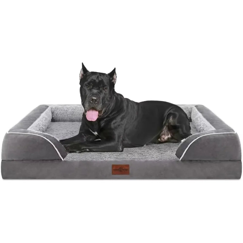 XXL Orthopedic Dog Bed for Extra Large Dogs, Waterproof Orthopedic Foam Dog Beds, Washable Dog Sofa Bed with Removable Cover & N