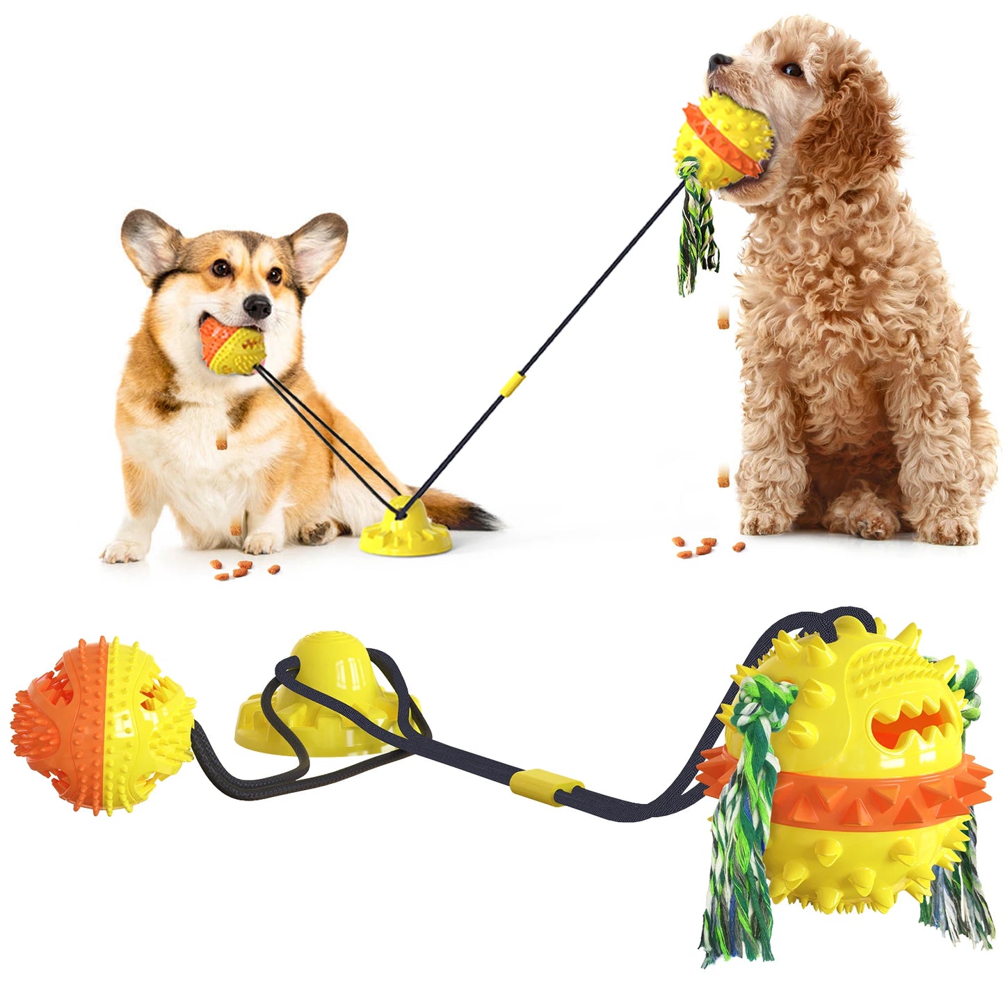 New Coming Funny Interactive Dog Toys Bite Resistant Sucker Dog Chew Rope Drawstring Ball Pull Toy