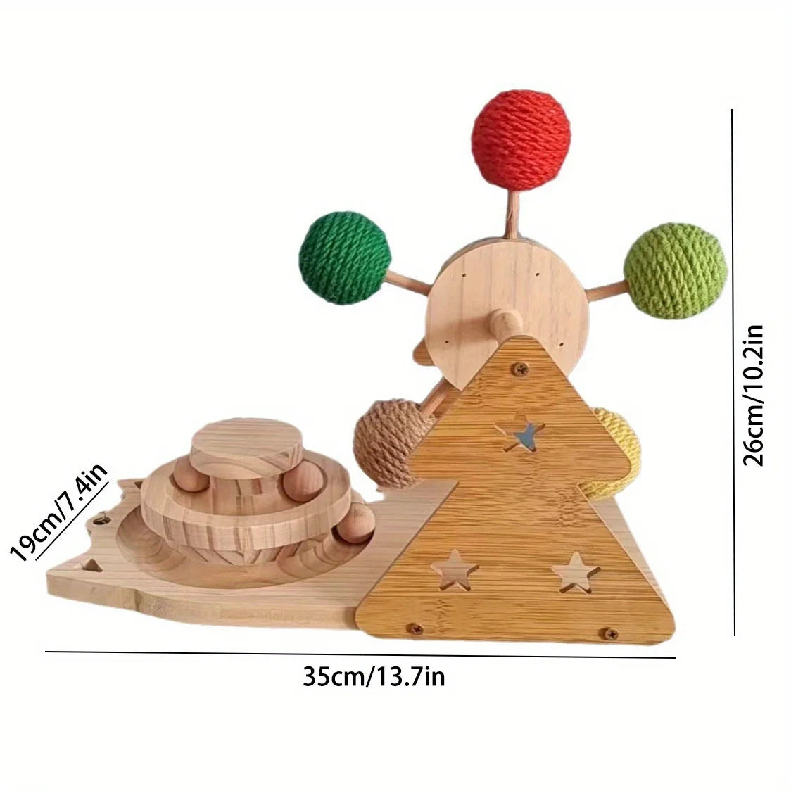 3-in-1 Multi-Functional Interactive Cat Toy Set - Interactive Ferris Wheel Sisal Ball, Cat Teaser Wand, And Solid Wood Cat