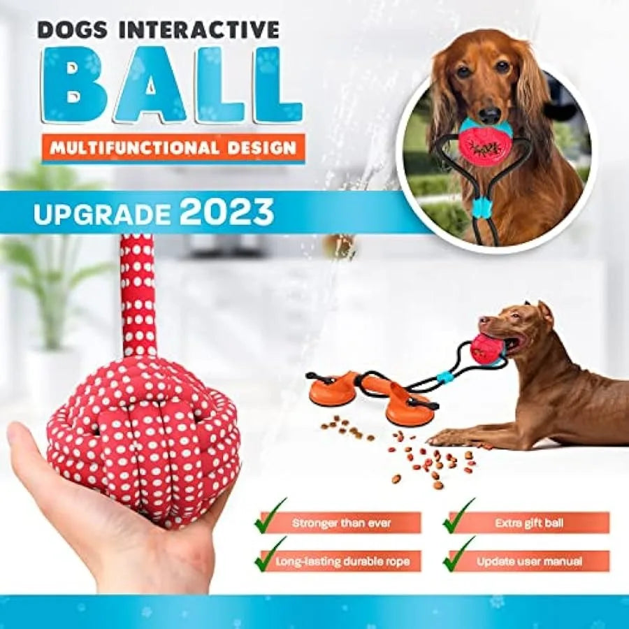 Dog Suction Cup Toy - Tug of War Style with Rope Dogs Interactive Ball Large Aggressive Chewers and Puppy - Wear-Resistant Pull