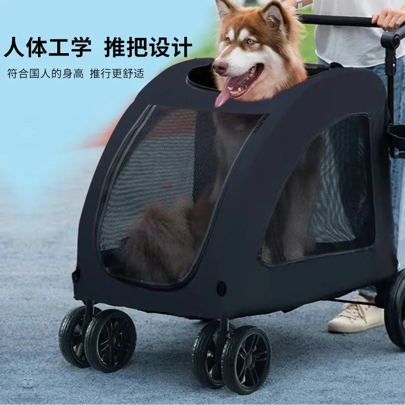 Medium and Large Dog Out Trolley Pet Trolley Foldable Elderly Dog Disability Assistance Car Cat Stroller Cat Cart Pet Stroller