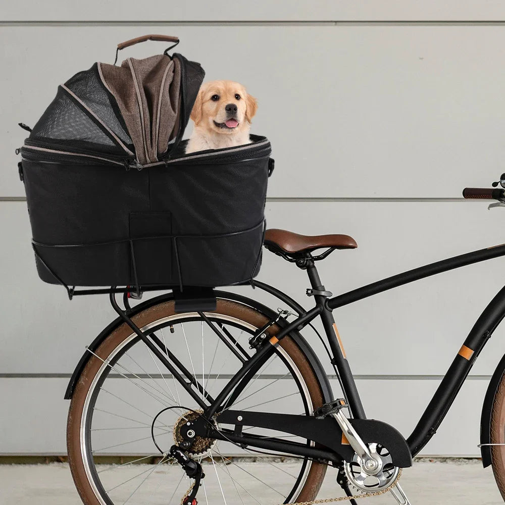 PETFULED Dog Bike Basket, Soft-Sided Ventilated Dog Bike Carrier Backpack, Dog Pet Bicycle Basket