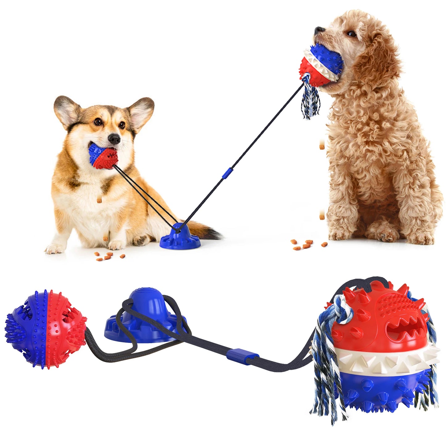 New Coming Funny Interactive Dog Toys Bite Resistant Sucker Dog Chew Rope Drawstring Ball Pull Toy