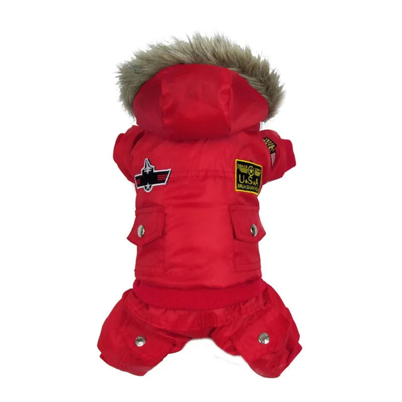 Autumn Winter Warm Pet Dog Jacket Uniform Thicken Hooded Dog Padded Coat For Small Medium Dogs Puppy Jumpsuit Waterproof Coats