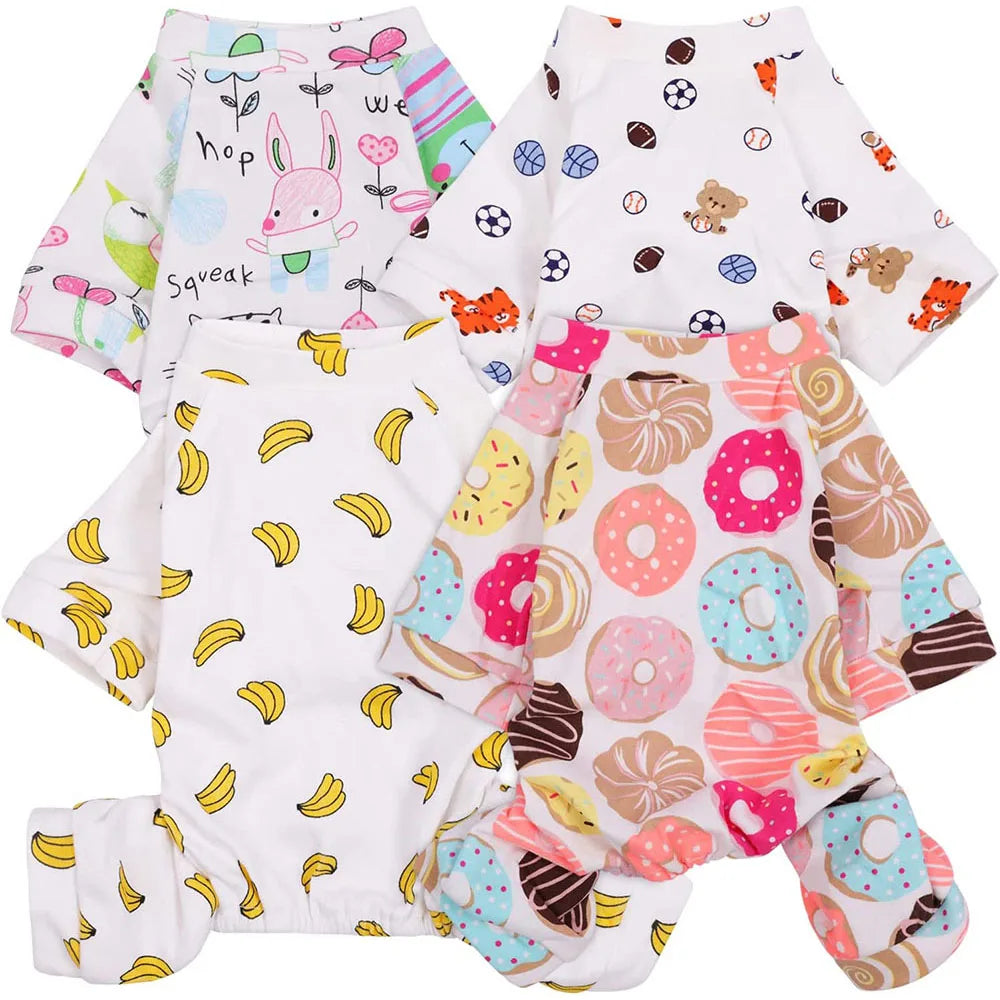 100% Cotton Sweet Donut Dog Pajamas Cat Clothes Pet Onesies