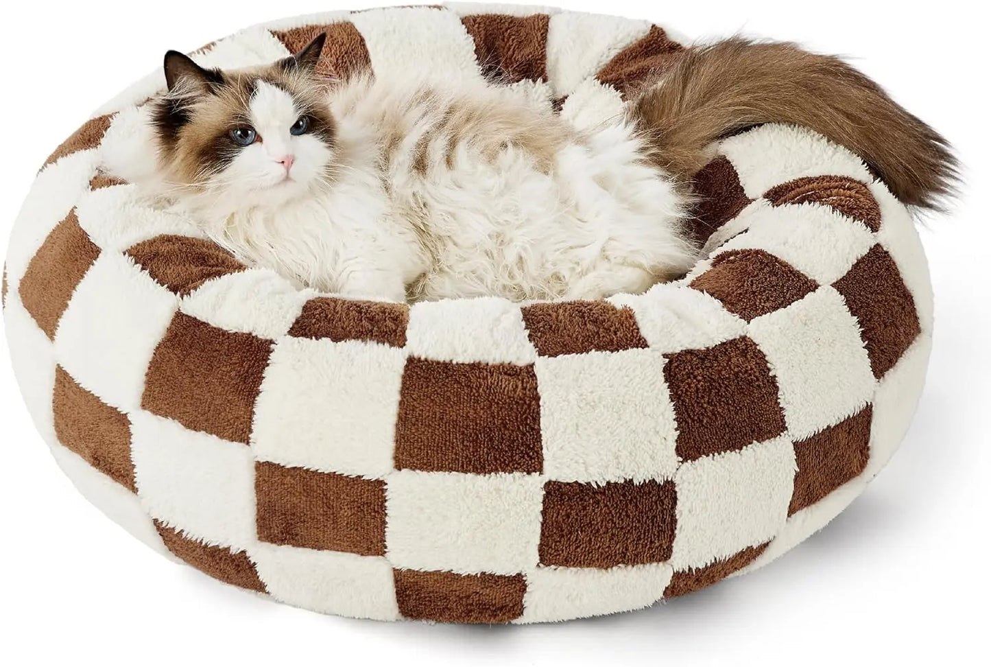 Donut Small Dog Bed - Round Cat Beds for Indoor Cats Calming Pet Beds,