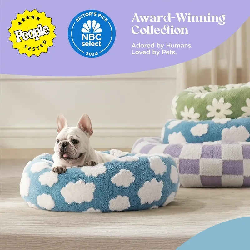 Donut Small Dog Bed - Round Cat Beds for Indoor Cats Calming Pet Beds,