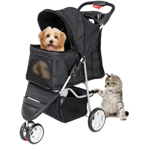 US 3-wheeled pet cart foldable dog cart cart cat /dog strap