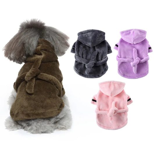 Pet Dog Bathrobe with Hooded Dog Pajamas Sleeping Clothes Soft Pet Bath Drying Towel Clothes For Puppy Dogs Cats Coat Pet Supply