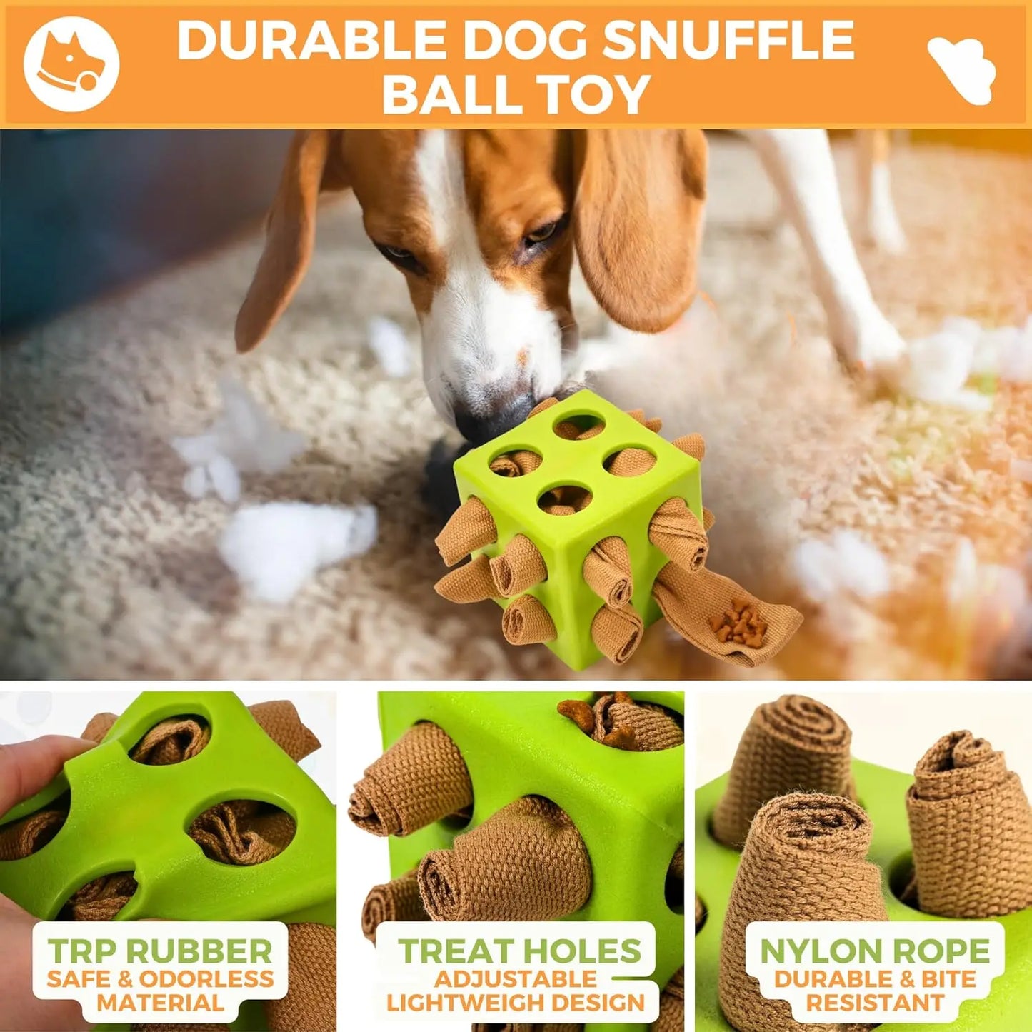 Dog Enrichment Puzzle Toy, Interactive Snuffle  for Dogs Encourage Stimulation Food Foraging Skill, Resistant Rope to Hide Treat