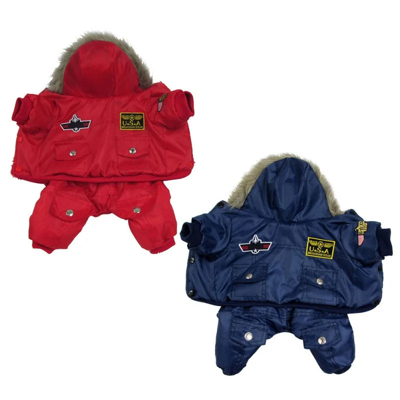 Autumn Winter Warm Pet Dog Jacket Uniform Thicken Hooded Dog Padded Coat For Small Medium Dogs Puppy Jumpsuit Waterproof Coats