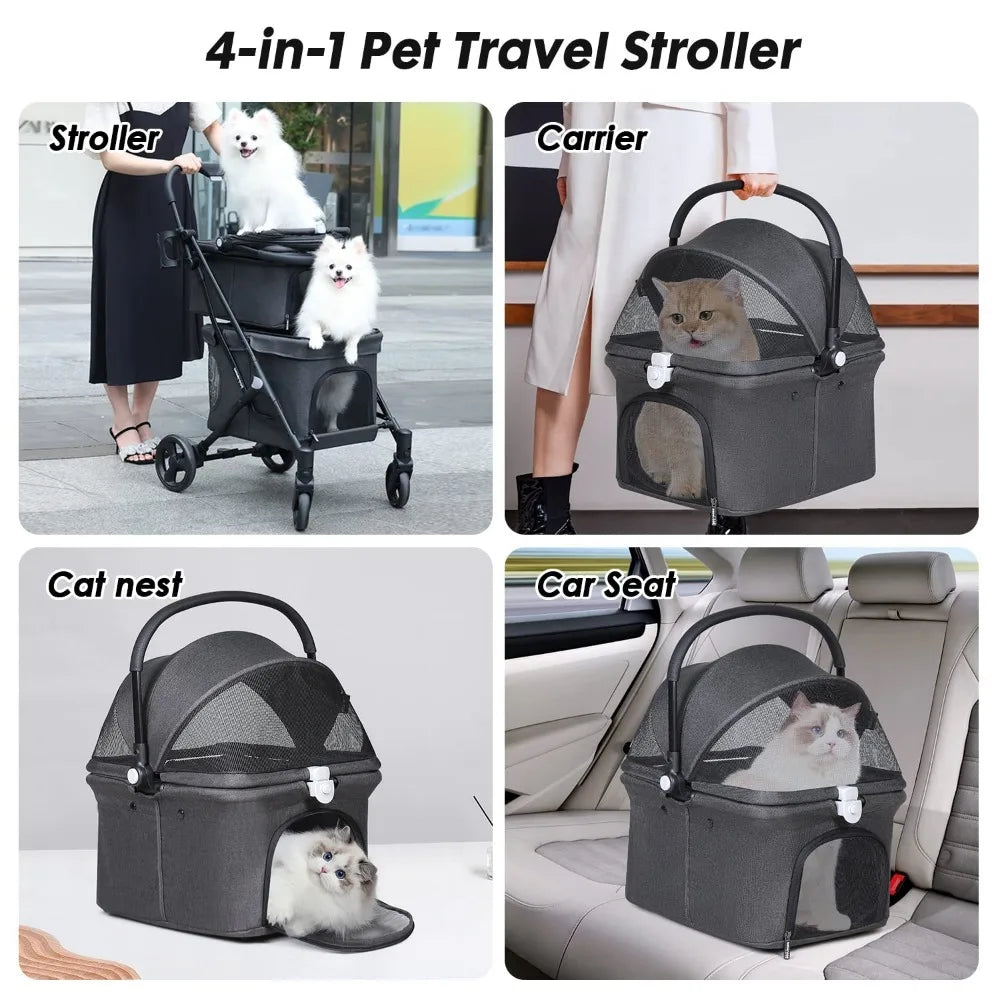 Double Pet Stroller for 2 Small Dogs or Cats Lightweight Foldable Double Dog Stroller