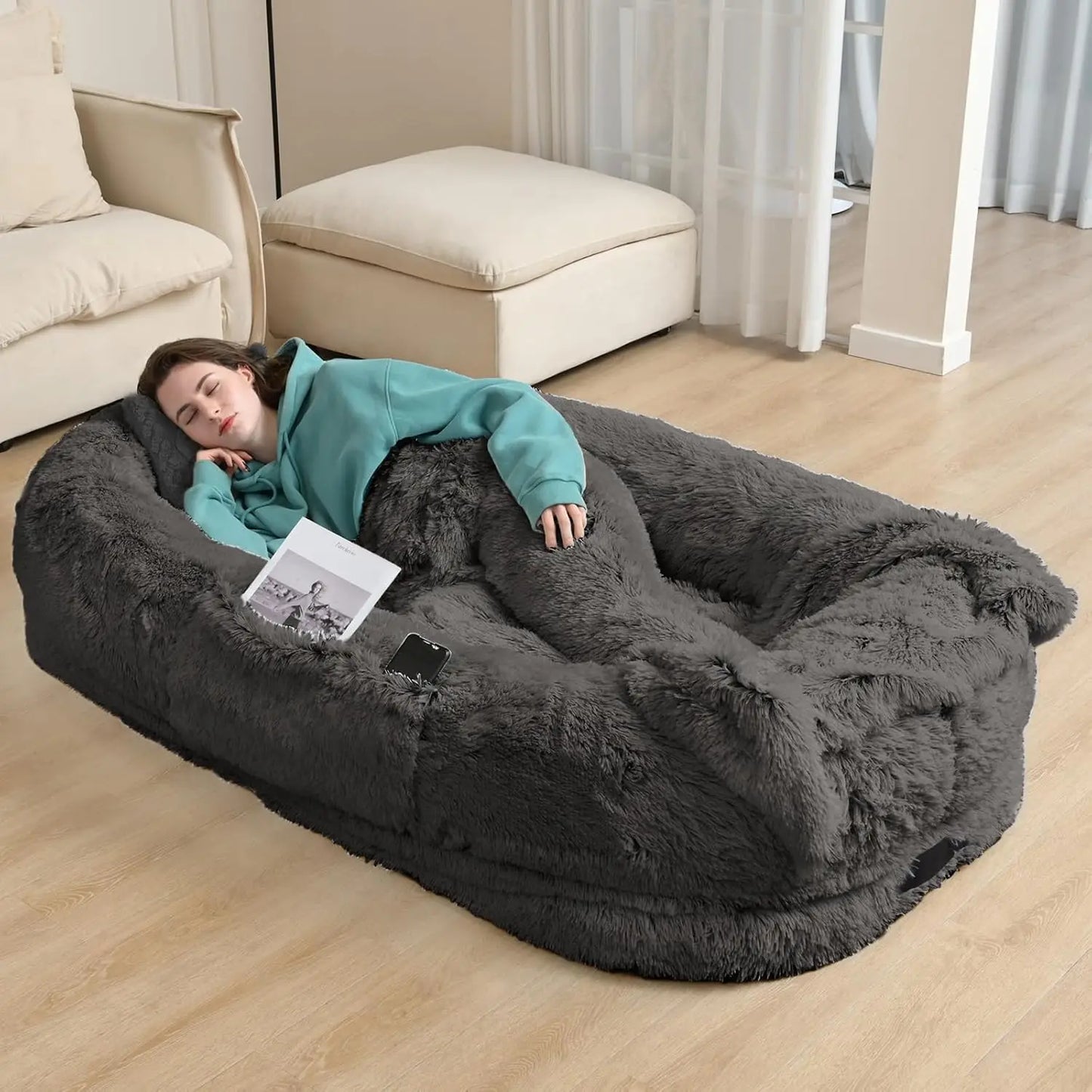 US Human Dog Bed,  Size Fits Adult and Pet Washable Giant People  DOG BED