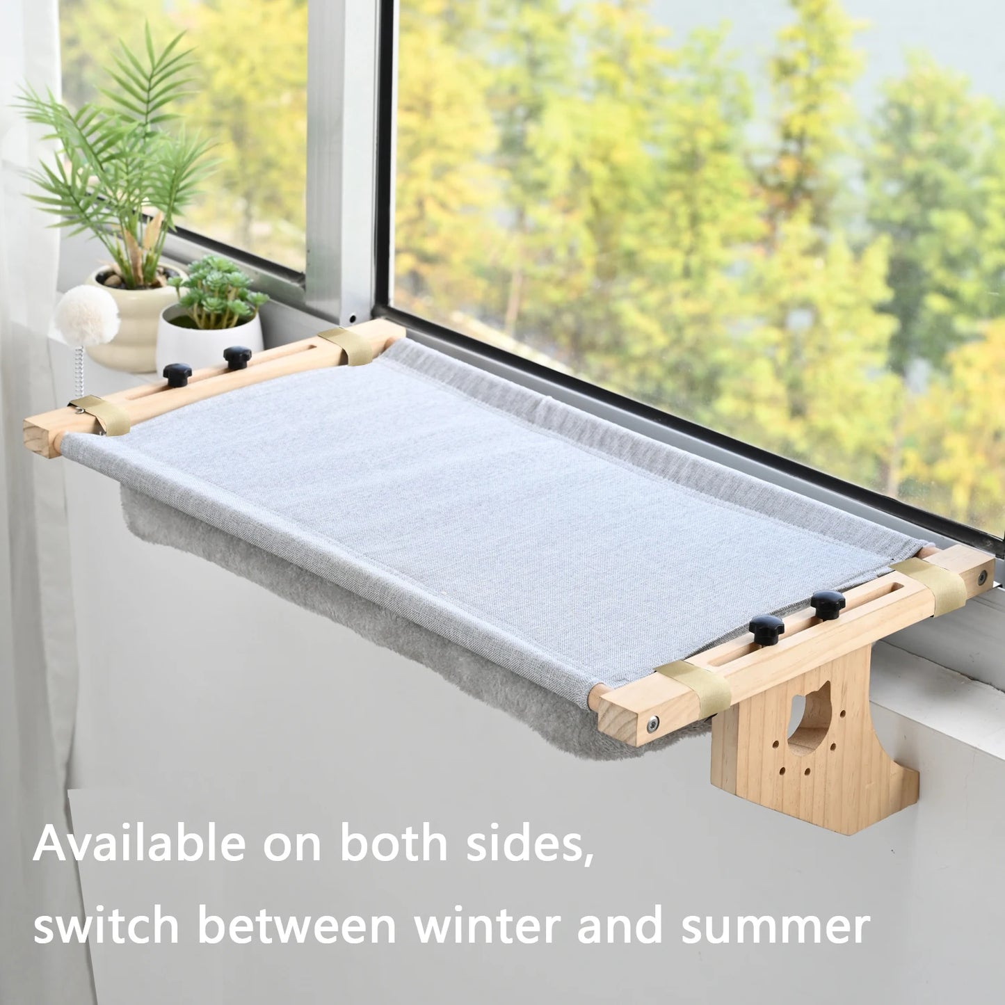 Cat Mattress, Window Hammock Design, Double-Sided Bed, Suitable for All Seasons, High-Quality Hardwood Framework, Suitable for All Kinds of Cats, Can Be Placed in the Window Sill, Floor and Bedside, with Cat Scratching and Pl