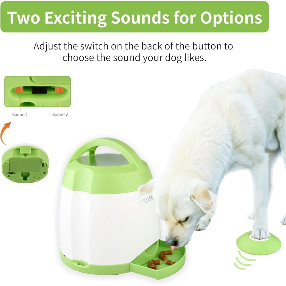 Automatic Dog Treat Dispenser with Button, Dogs Button Feeder, Dogs Puzzle Toys and Interactive Dog Toys