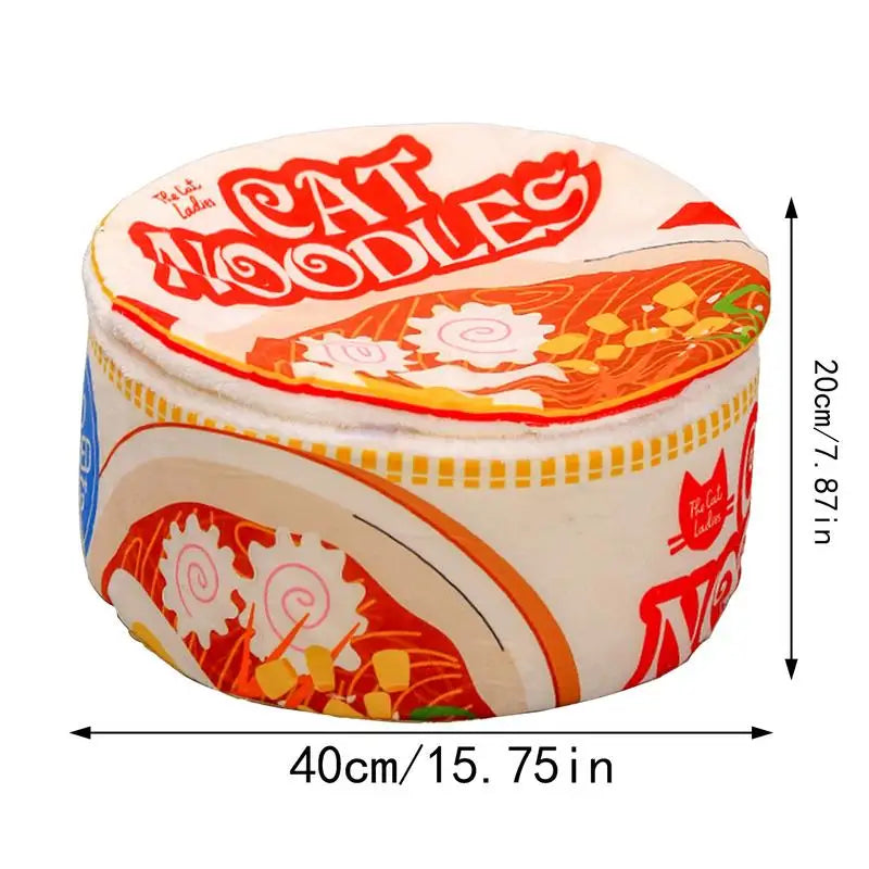 Ramen Noodle Shape Fleece-Lined Pet Bed Warm Breathable Detachable Round Cat Nest F-lip Cover Semi-enclosed Cat Bed