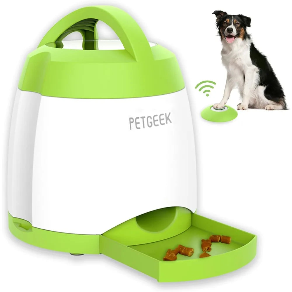 Automatic Dog Treat Dispenser with Button, Dogs Button Feeder, Dogs Puzzle Toys and Interactive Dog Toys