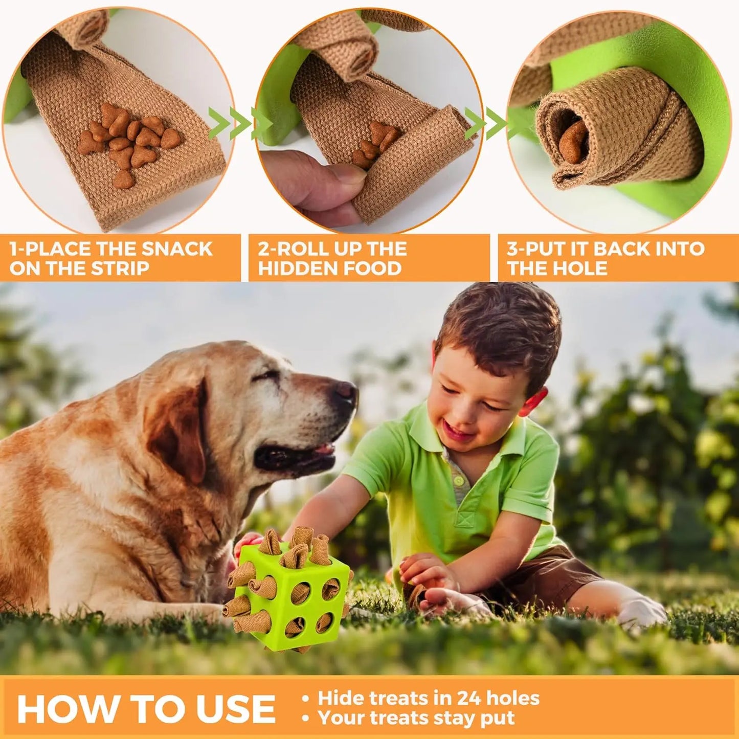 Dog Enrichment Puzzle Toy, Interactive Snuffle  for Dogs Encourage Stimulation Food Foraging Skill, Resistant Rope to Hide Treat